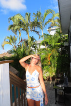 Load image into Gallery viewer, Blue seashell crop top &amp; mini skirt set | coastal summer matching set
