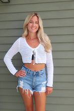 Load image into Gallery viewer, White Crochet Tie Front Cardigan
