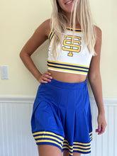 Load image into Gallery viewer, Yellow and Blue TS Cheer Uniform
