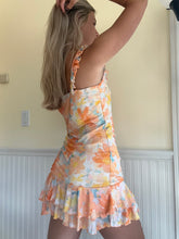 Load image into Gallery viewer, Orange Ruffle Floral Dress
