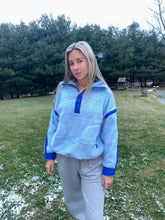 Load image into Gallery viewer, Sky Blue Half-Zip Sherpa Pullover
