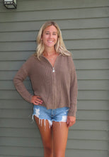 Load image into Gallery viewer, Taupe Knit Zip-Up Hoodie
