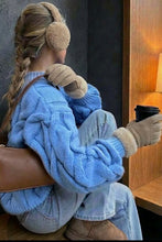 Load image into Gallery viewer, Winter Sky Blue Oversized Cable Knit Sweater
