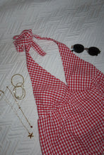 Load image into Gallery viewer, Red Gingham Halter Top
