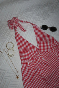 Red Gingham Halter Top