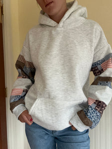 Grey Patchwork Hoodie