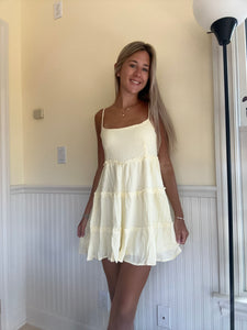 Lemon Breeze Tiered Mini Dress