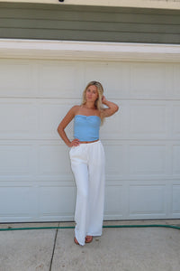 Coastal Breeze White Linen Pants