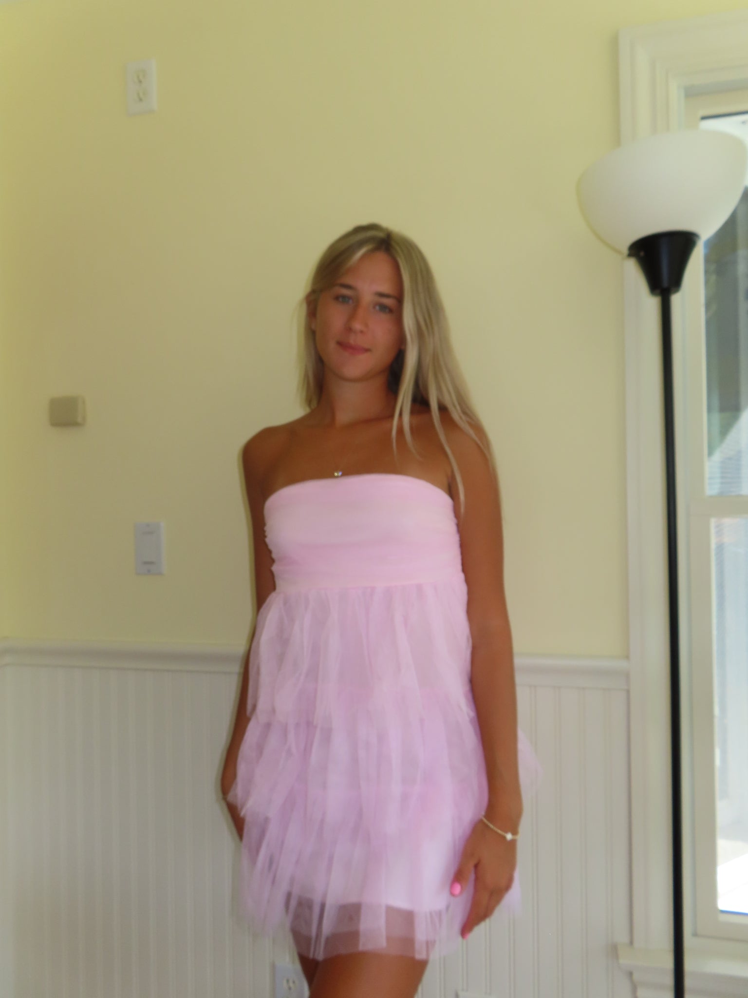 Pink Ruffle Strapless Dress – Juniper