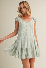 Load image into Gallery viewer, Sage Eyelet Babydoll Mini Dress - Juniper

