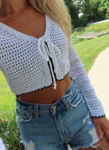 Load image into Gallery viewer, White Crochet Tie Front Cardigan
