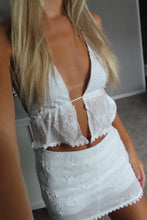 Load image into Gallery viewer, White Embroidered Halter Top &amp; Mini Skirt Set

