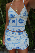 Load image into Gallery viewer, Blue seashell crop top &amp; mini skirt set | coastal summer matching set
