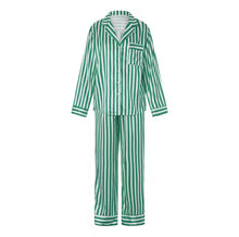 Load image into Gallery viewer, Red and Green Striped Satin Christmas Pajamas
