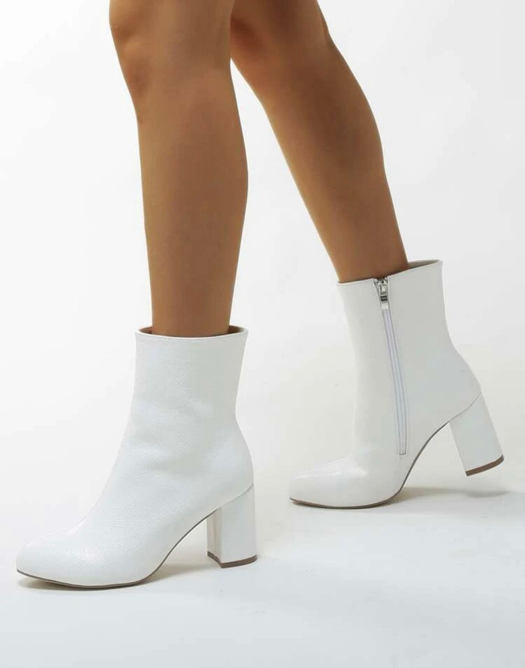 White Leather Ankle Booties - Juniper