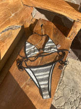 Load image into Gallery viewer, Navy Woven Triangle Tie Bikini Set - Juniper

