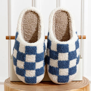 Blue Checkered Slippers