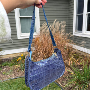 Blue Snakeskin Mini Handbag