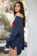 Load image into Gallery viewer, Coastal Catch Navy Lobster Oversized Sweater
