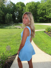 Load image into Gallery viewer, Sky Blue Lace Trim Mini Dress | Flirty Summer Slip Dress
