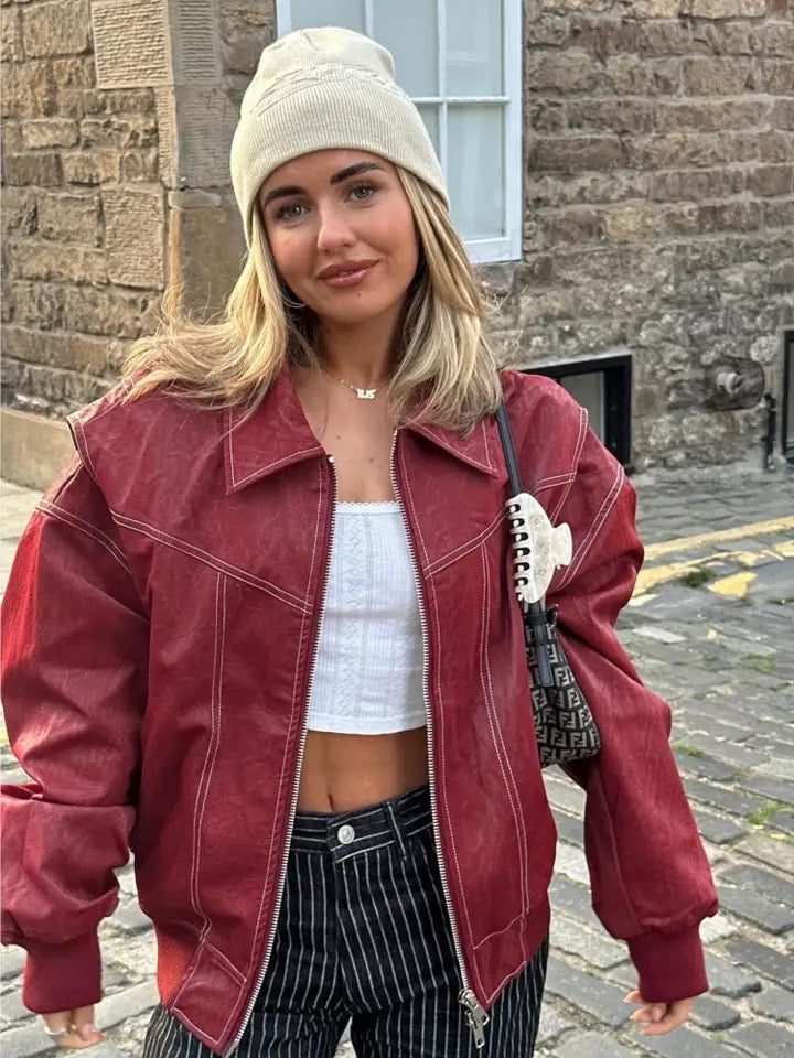 Burgundy Leather Jacket – Juniper