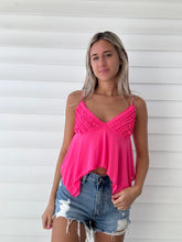 Load image into Gallery viewer, Ruffle Me Up Hot Pink Cami
