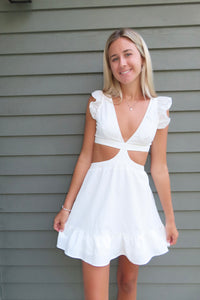 White Cutout Mini Dress