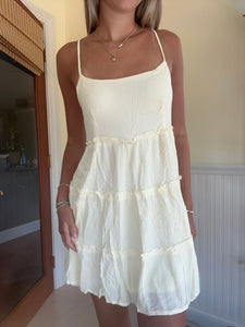 Lemon Breeze Tiered Mini Dress