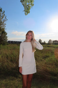 White Long Sleeve Flare Dress