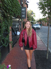 Load image into Gallery viewer, Burgundy Blaze Leather Jacket
