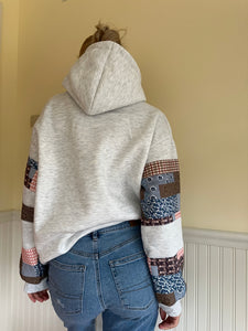 Grey Patchwork Hoodie