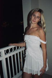 White Cascade Mini Dress