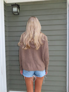 Taupe Knit Zip-Up Hoodie