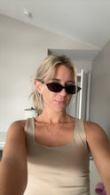 Load image into Gallery viewer, Black Retro Oval Sunglasses – Trendy Slim 90s Style Shades - Juniper
