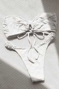 Strapless Flower Print Cheeky Bikini