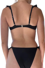 Load image into Gallery viewer, Black and White Ruffle Bikini Set
