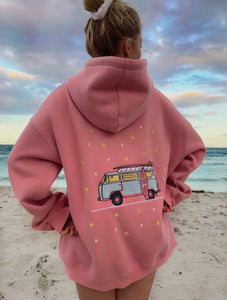 Pink Sunkissed Embroidery Beach Van Sweatshirt