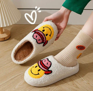 COWBOY SMILEY FACE SLIPPERS