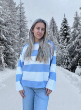 Load image into Gallery viewer, Striped Blue Knit Crewneck Sweater

