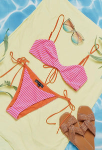 Pink Sunrise Stripes Bikini Set