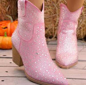Pink Cowgirl Ankle Booties