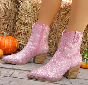 Pink Cowgirl Ankle Booties