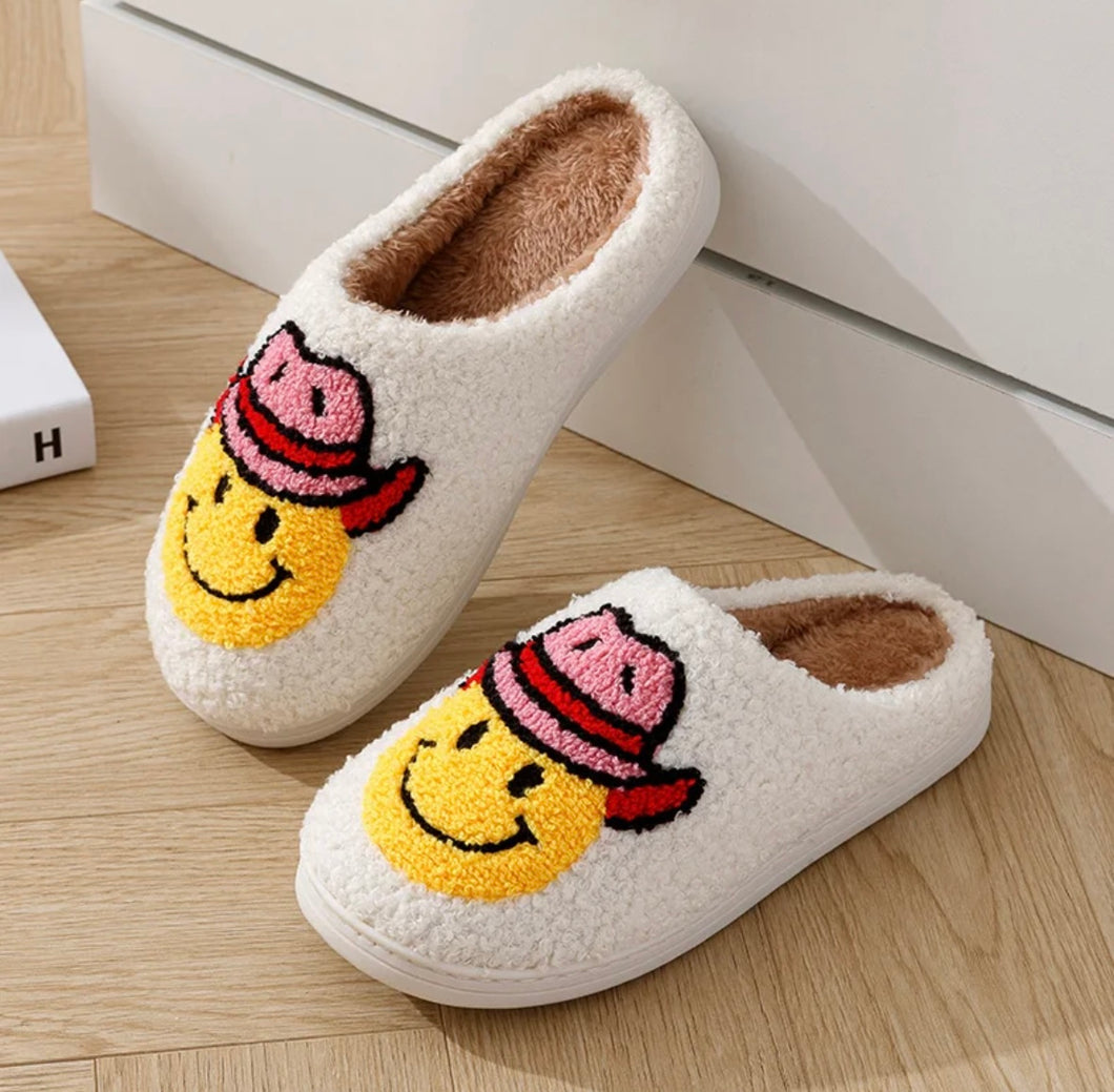 COWBOY SMILEY FACE SLIPPERS