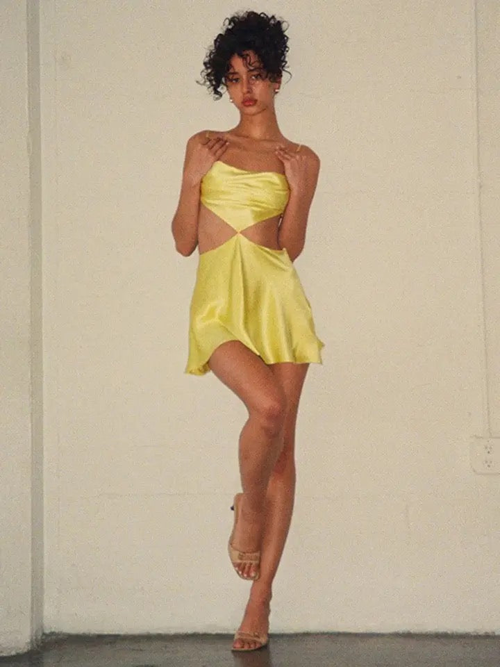 Yellow Fairy Satin Dress Juniper Yellow Fairy Satin Dress Juniper