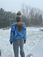 Load image into Gallery viewer, Sky Blue Half-Zip Sherpa Pullover
