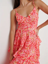 Load image into Gallery viewer, Pink Floral Ruffle Mini Dress

