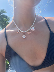 Beachy Pearl Charm Necklace