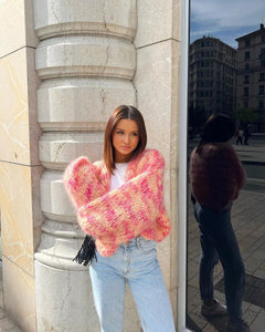 Pink Color Chunky Sweater Cardigan
