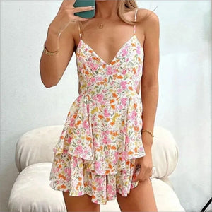 Pink Cutout Floral Dress