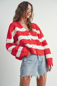 Coastal Breeze Striped Knit Cardigan